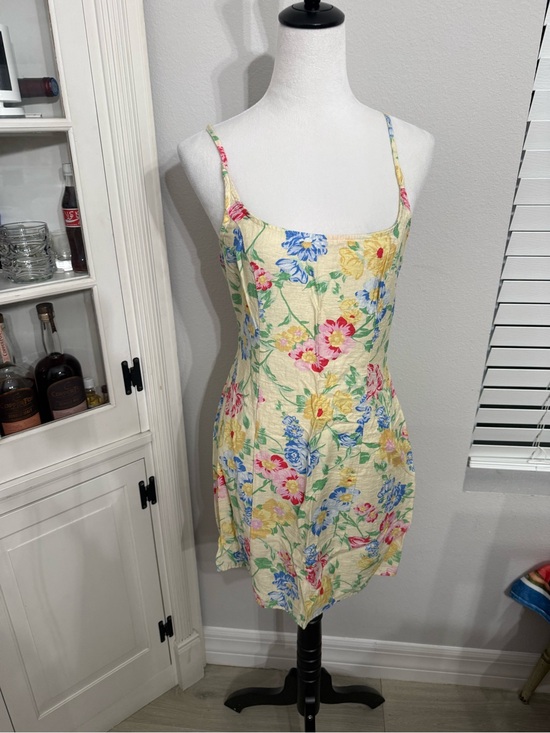 a new day Dresses & Skirts - a new day Yellow Floral Mini Sundress with Pink & Blue Blooms